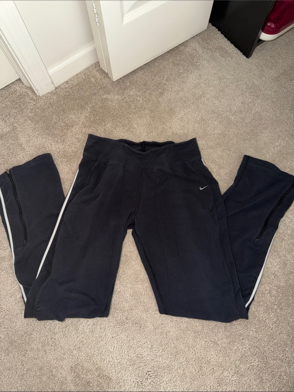 Nike Black Girls' Joggers with White Side Stripe